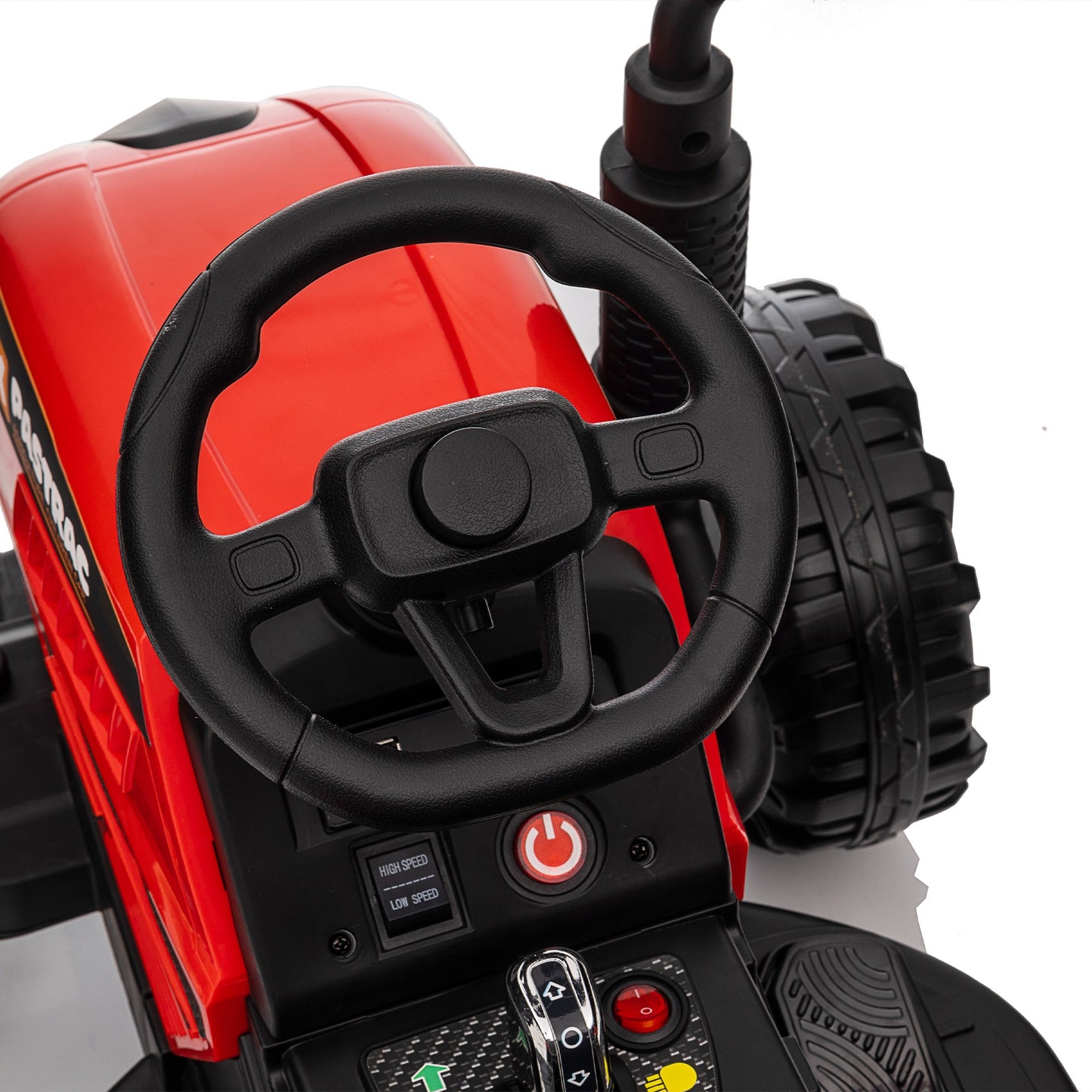 iRerts 24V Ride on Toy Tractor with Trailer, Powered Ride on Car with Remote Control, Electric Cars for Kids Toddlers 3-6 Years Old with 3 Speeds, Bluetooth, Music, USB/MP3 Ports, LED Light, Red