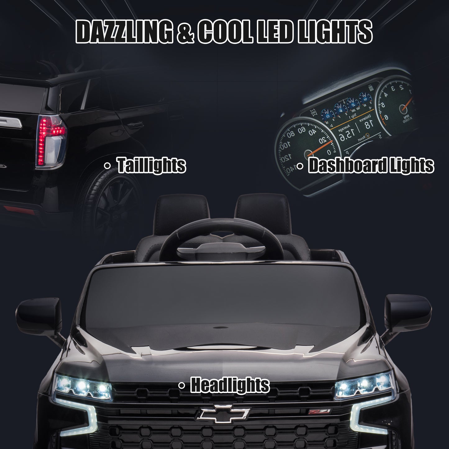 iRerts Black 12V Chevrolet Tahoe Powered Ride On Cars with Remote Control, Kids Ride on Toys for Boys Girls Gifts Ages 3-6, Battery Powered Kids Electric Cars with Music, MP3/USB/AUX Port