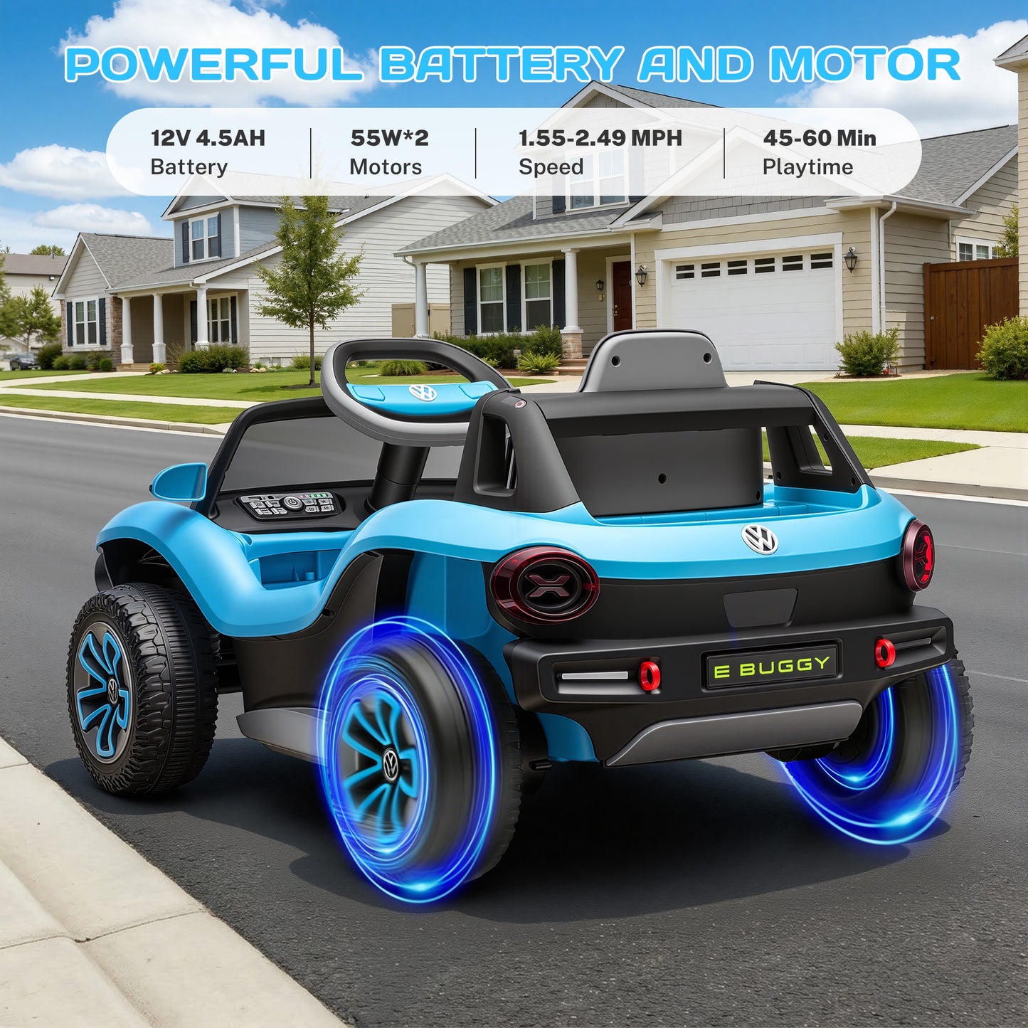 12V Electric Ride on Cars, Licensed Volkswagen Beetle Ride on Toys with Remote Control, Bluetooth, USB Port, Music, Rear Storage, LED Lights, Battery Powered Toddlers Electric Car for Kids Ages 3+