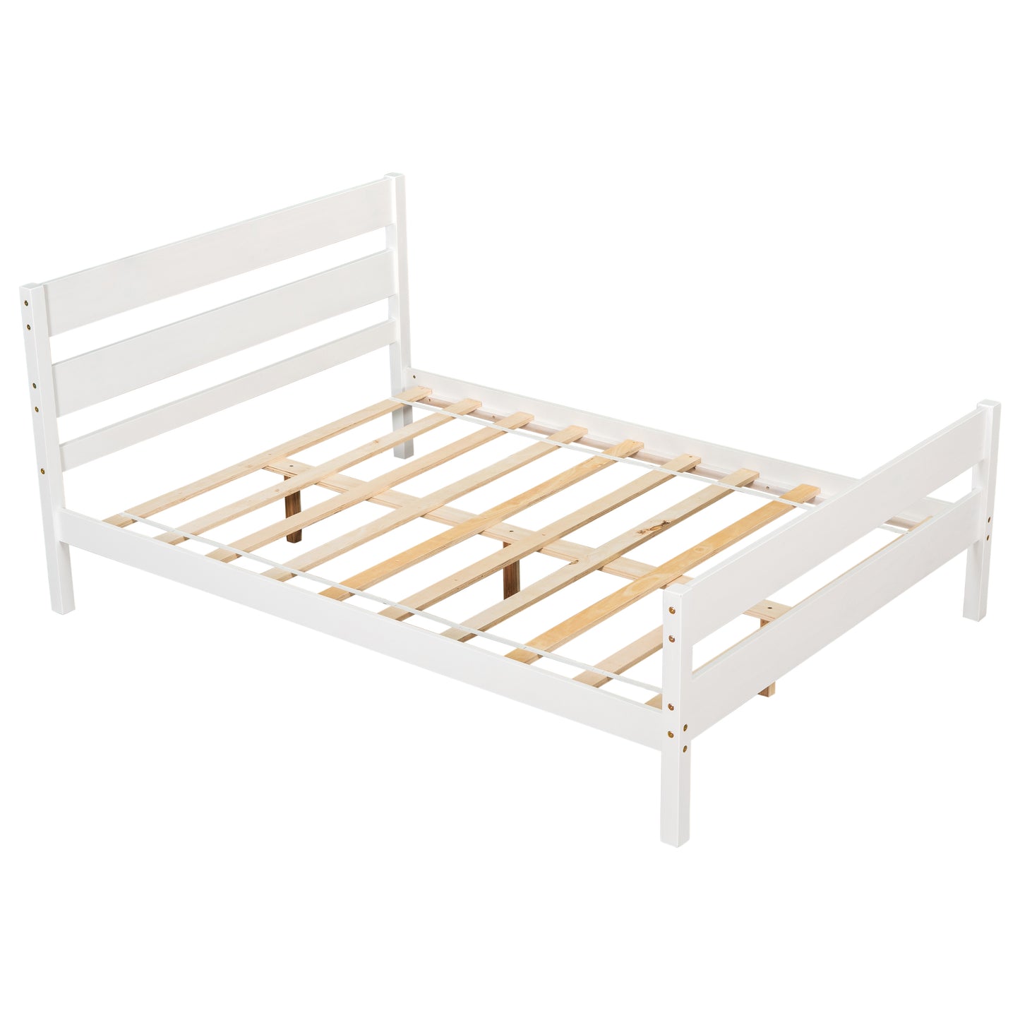 iRerts Full Platform Bed Frame with Headboard and Footboard, Wood Full Size Bed Frame, Modern Platform Bed Frame Full Size with Wood Slat Support, No Box Spring Needed, White