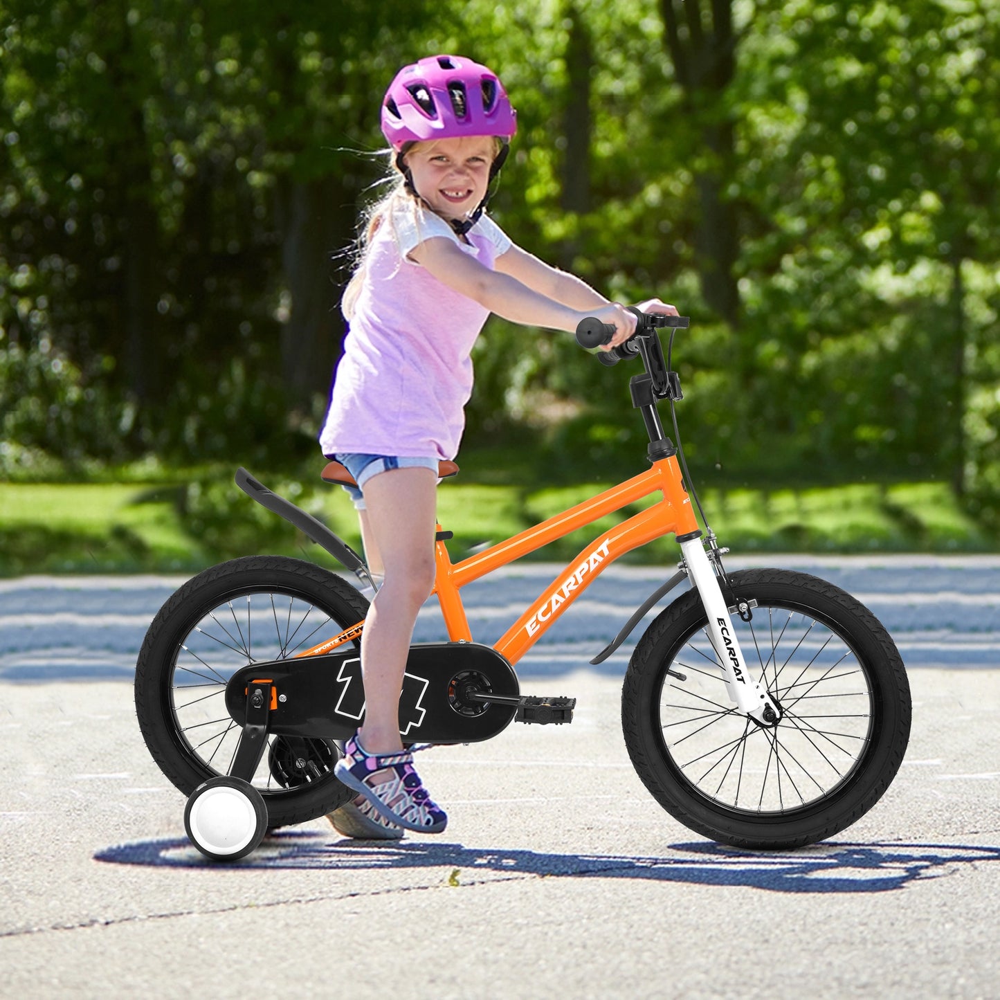 iRerts Kids Bicycles 14 Inch, Freestyle Kids Bike Sport Bicycle for Boys Girls 3-6 Years Old, Girls Boys Bicycles with Training Wheels, Fender, Orange