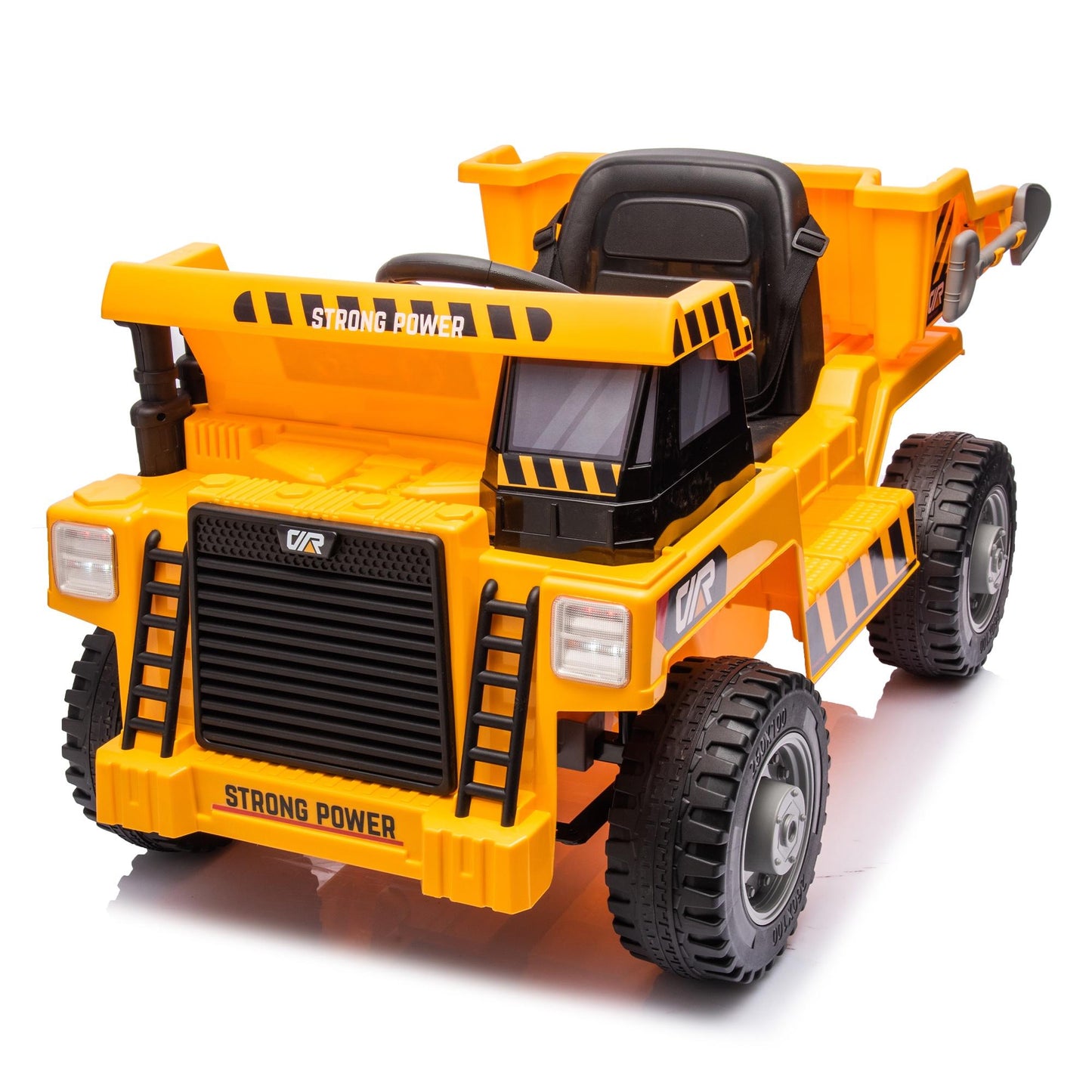 iRerts Ride on Dump Truck for Boys, 12V Ride on Car with Remote Control, 4 Wheel Construction Vehicles with Electric Dump Bed and Shovel, Powered Ride on Toys with Bluetooth, Music, USB Port, Yellow