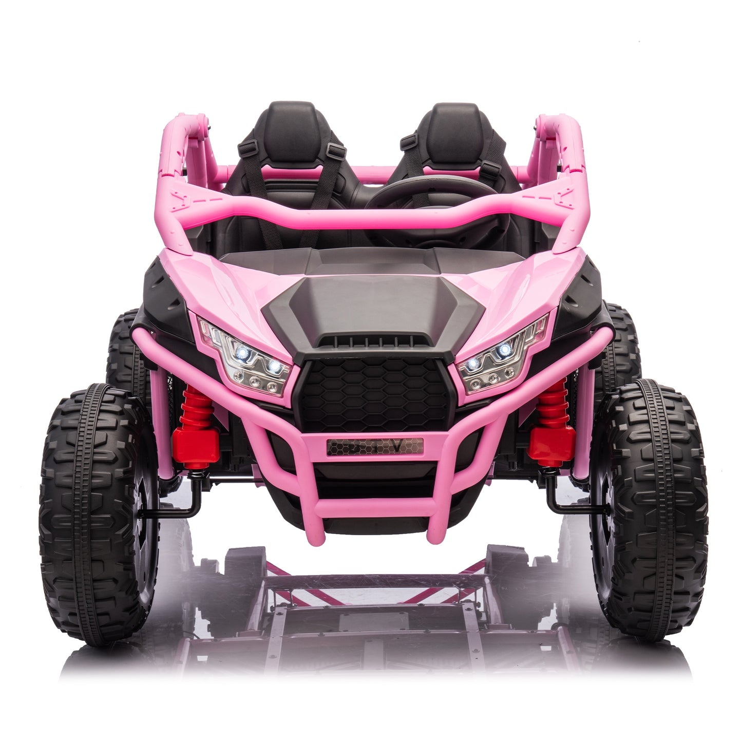 iRerts 2 Seater Ride on Car for Kids, 24 Volt Ride on Toys for Boys Girls Gifts, Powered Ride on UTV Electric Vehicle with Remote Control, Bluetooth, MP3/USB Ports, 4 Wheel Spring Suspension, Pink