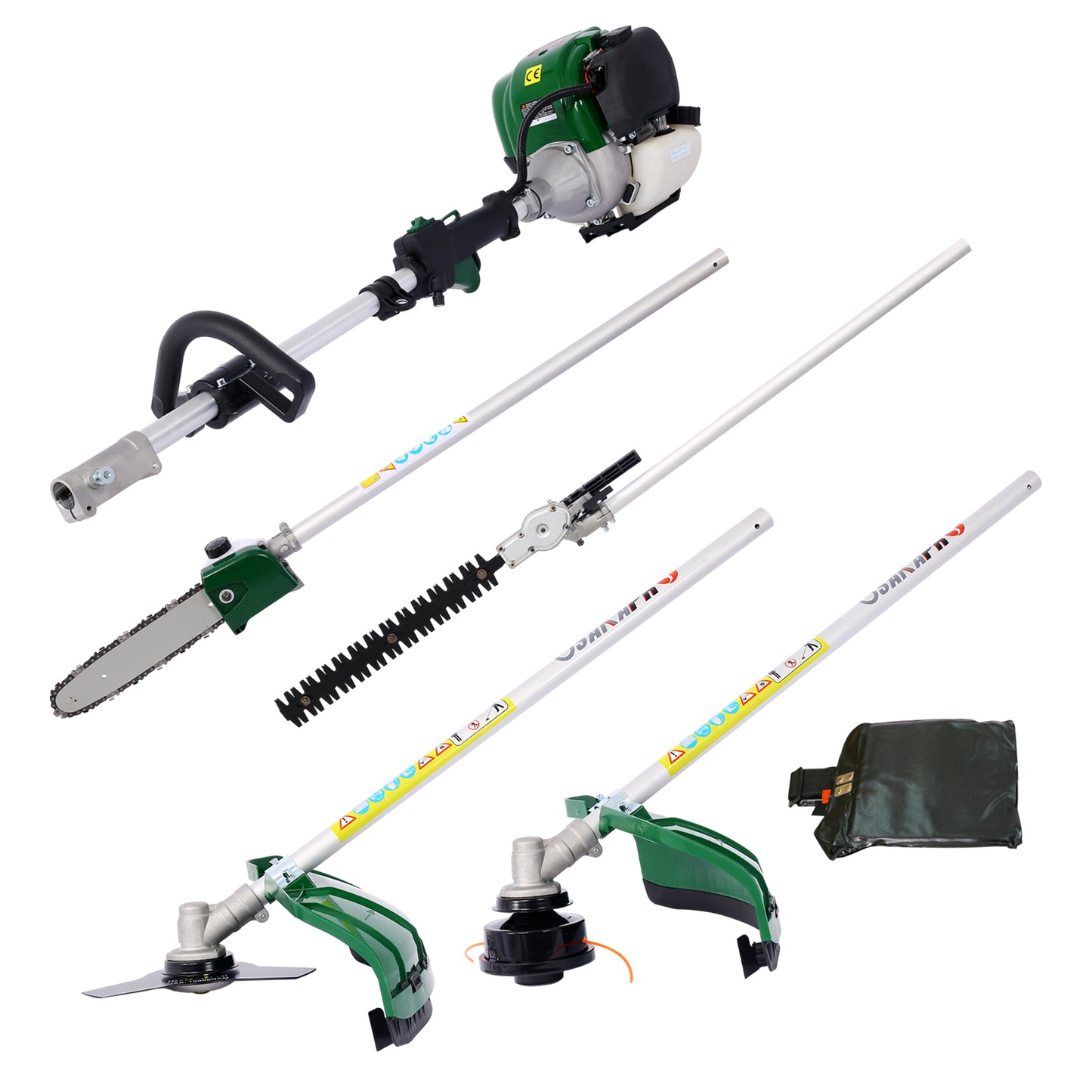 38CC 4-Cycle Gas Powered Weed Eater, iRerts 4 in 1 Multi-Functional String Trimmer with Gas Pole Saw, Hedge Trimmer, Grass Trimmer, Brush Cutter, Lawn Trimmer for Grass Garden Yard