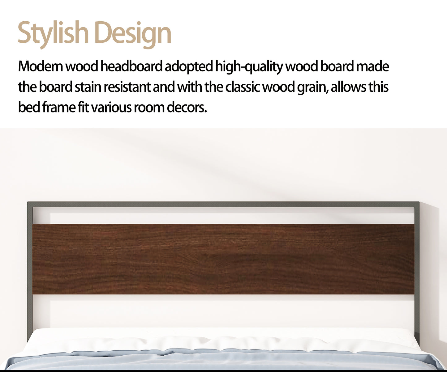 iRerts Queen Platform Bed Frame with Headboard, Industrial Metal Queen Bed Frame with Slat Support, Modern Bed Frame Queen Size for Adults Teens Kids Bedroom, No Box Spring Needed, Black