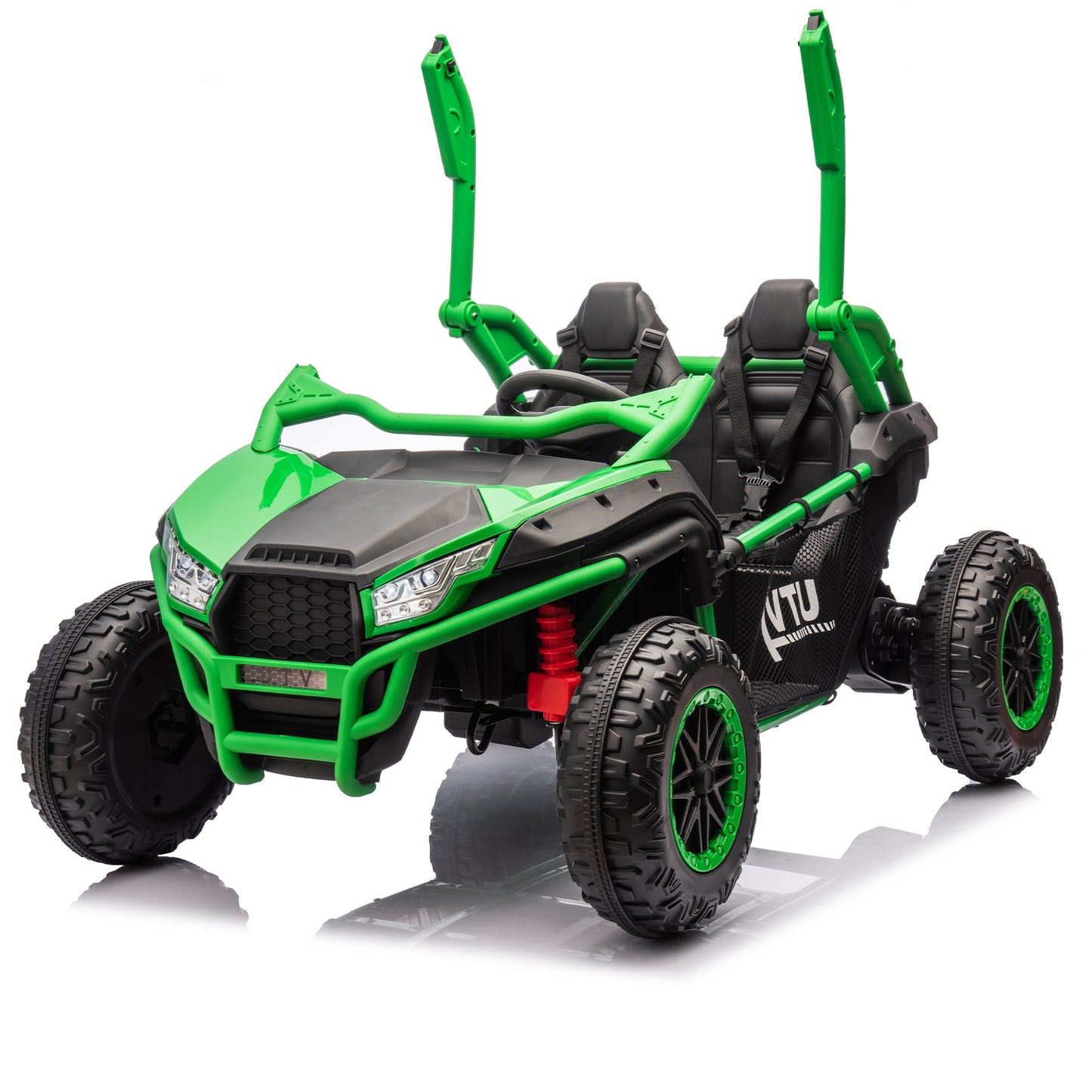 iRerts 2 Seater Ride on Car for Kids, 24 Volt Ride on Toys for Boys Girls Gifts, Powered Ride on UTV Electric Vehicle with Remote Control, Bluetooth, MP3/USB Ports, 4 Wheel Spring Suspension, Green