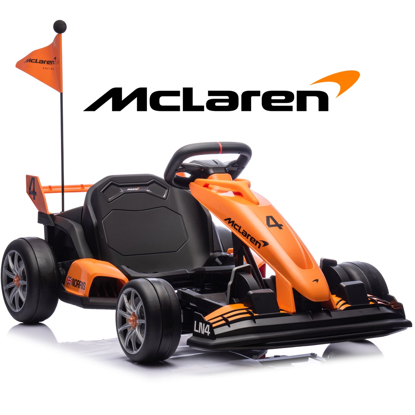 24V Go Kart for Kids Ages 6+, Licensed McLaren Electric Drift Kart Car Ride on Toys for Big Kids, Crazy Go Cart with Dual 250W Motors, Adjustable Seat, 7.5MPH, LED Lights