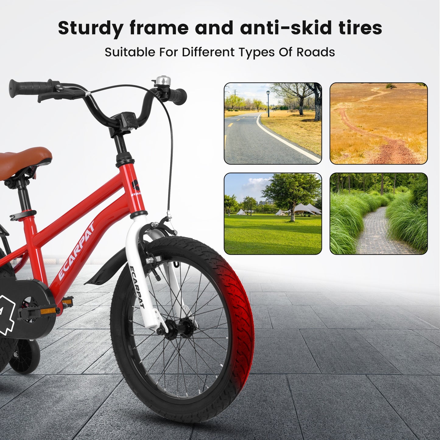 iRerts Kids Bicycles 14 Inch, Freestyle Kids Bike Sport Bicycle for Boys Girls 3-6 Years Old, Girls Boys Bicycles with Training Wheels, Fender, Red
