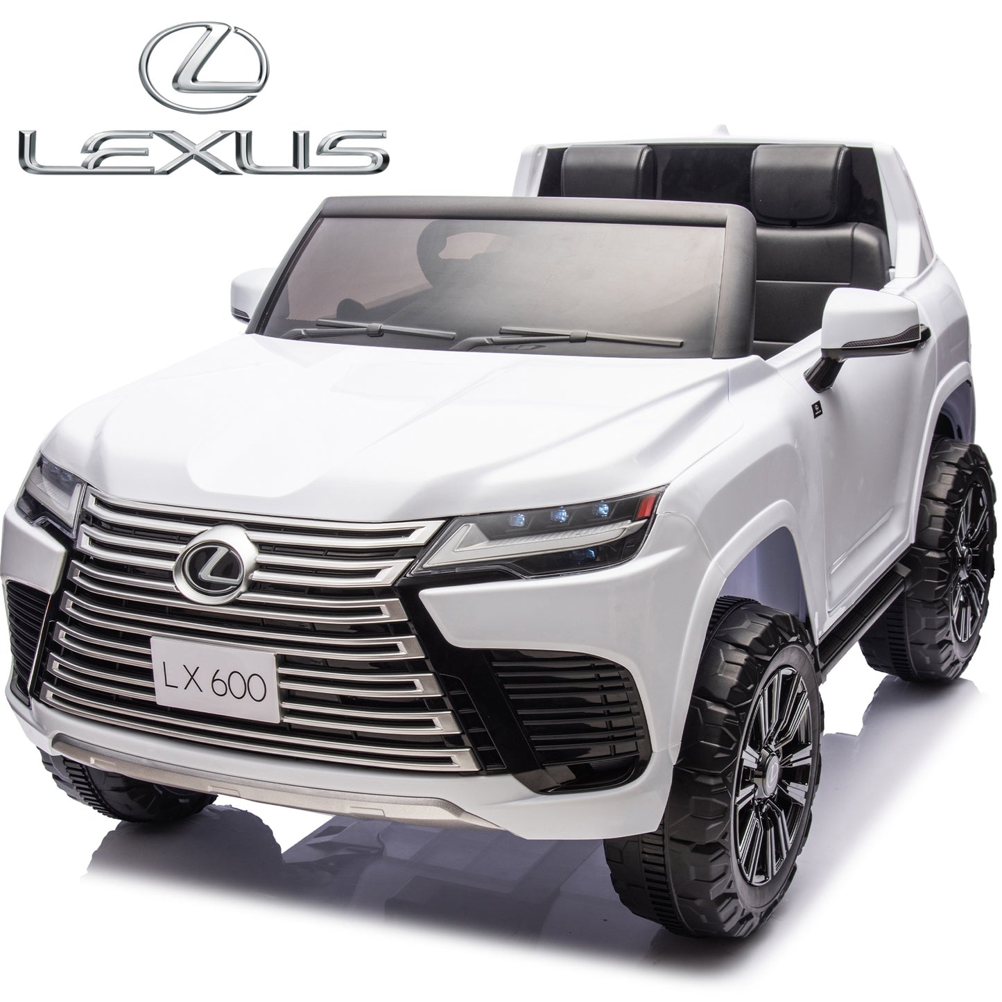 24V 2 Seater Electric Ride on Car, Licensed LEXUS LX600 Battery Powered Kids Electric Cars, Ride on Toys for Kids 4-7 with Remote Control, Bluetooth Music, 4 Wheel Suspension, LED Lights, White