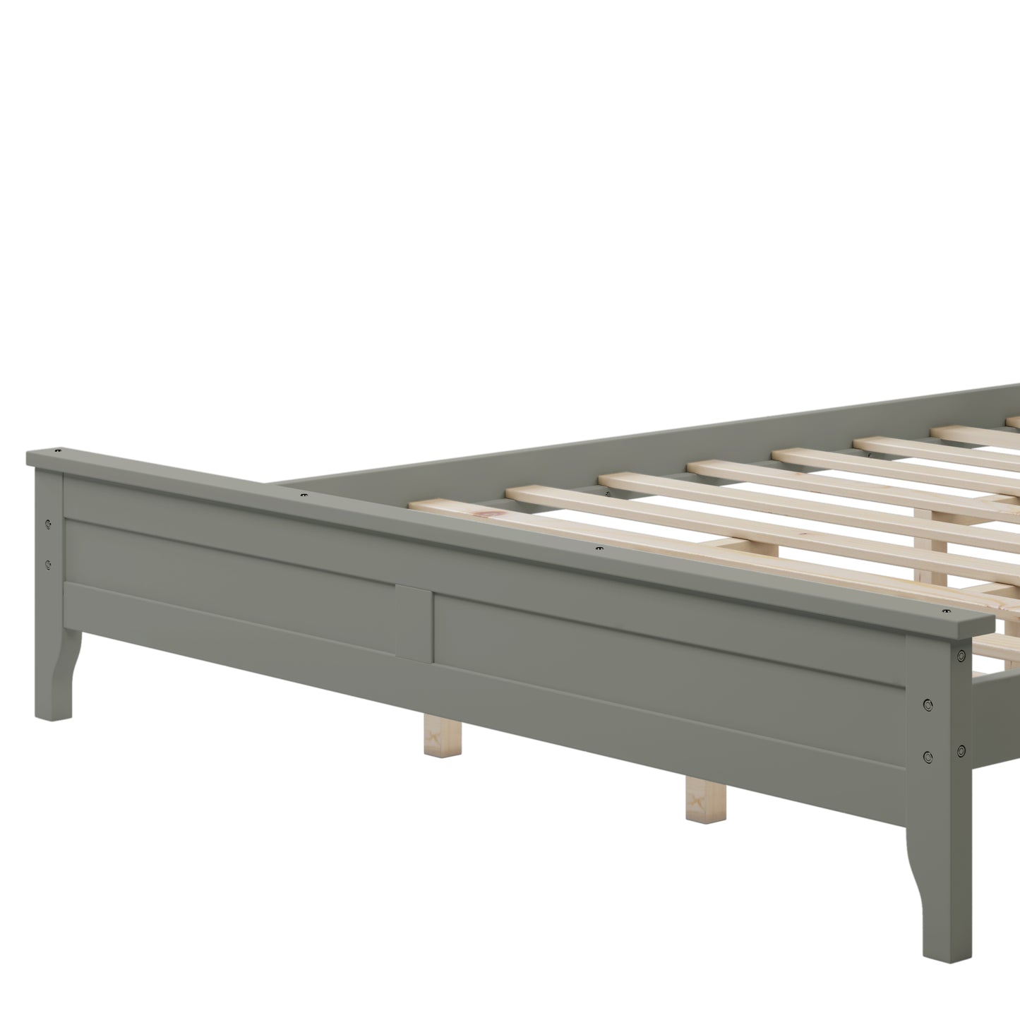 iRerts Queen Platform Bed Frame with Headboard and Footboard, Solid Wood Bed Frames Queen Size with Slats Support, Oak Top, Modern Queen Bed Frame No Box Spring Needed for Kids Adults, Gray