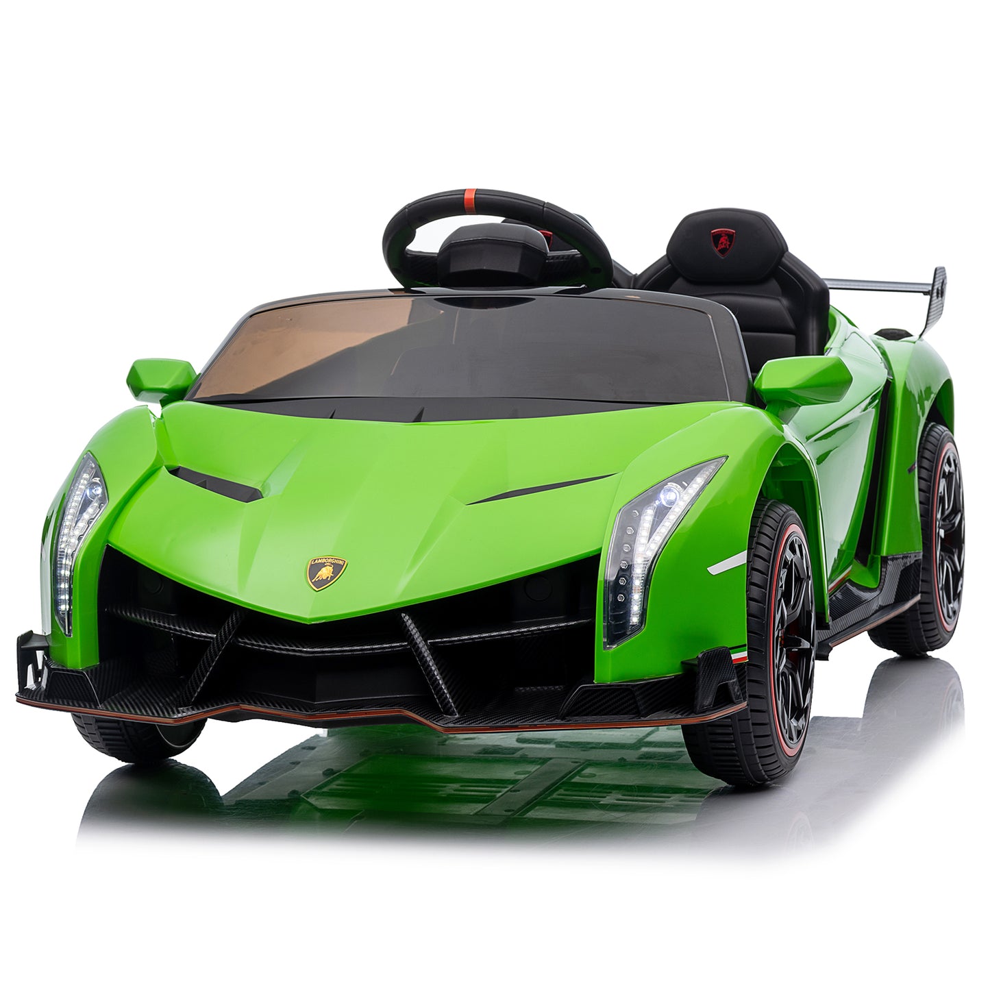 iRerts 12V Ride on Sports Cars with Remote Control, Lamborghini Poison Kids Ride on Vehicles Toys for Boys Girls 3-5 Years Old Gifts, Battery Powered Kids Electric Cars with Music, LED Light, Green
