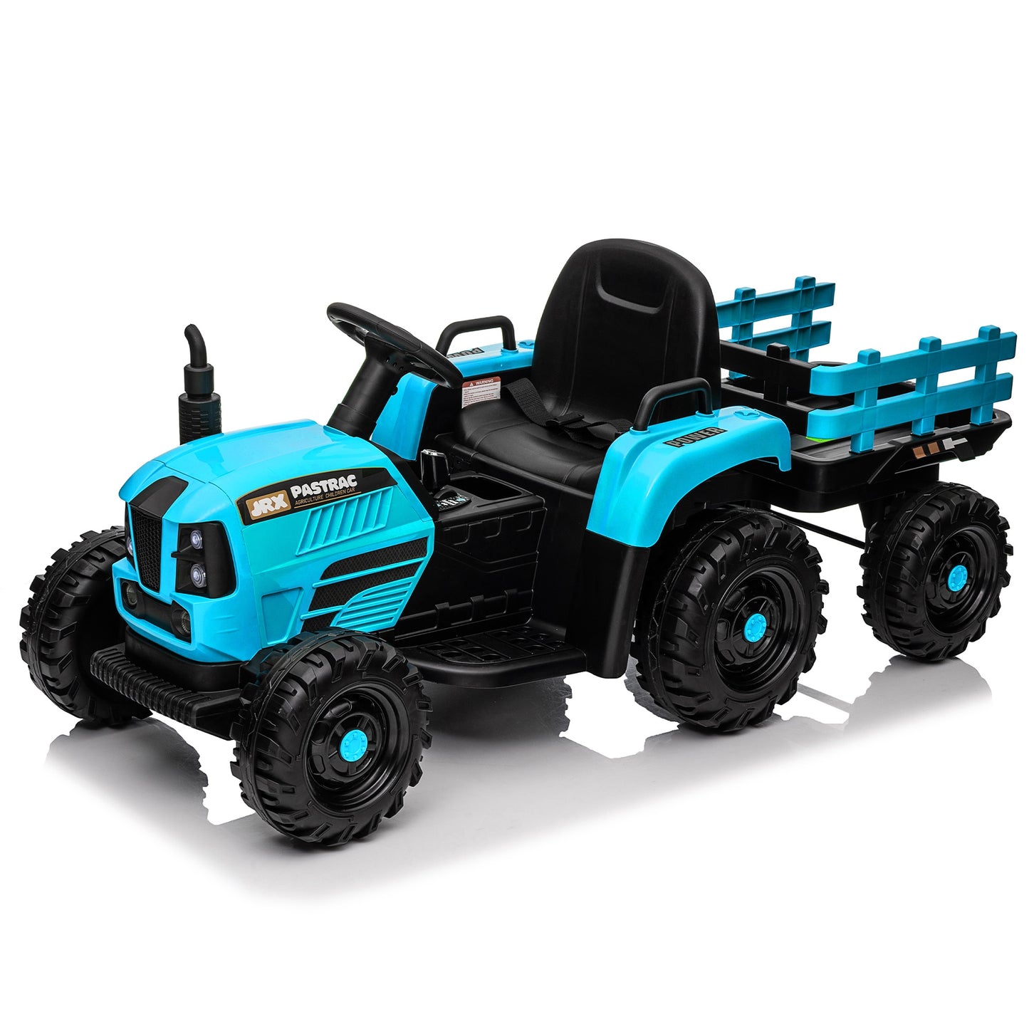 iRerts 24V Ride on Toy Tractor with Trailer, Powered Ride on Car with Remote Control, Electric Cars for Kids Toddlers 3-6 Years Old with 3 Speeds, Bluetooth, Music, USB/MP3 Ports, LED Light, Blue