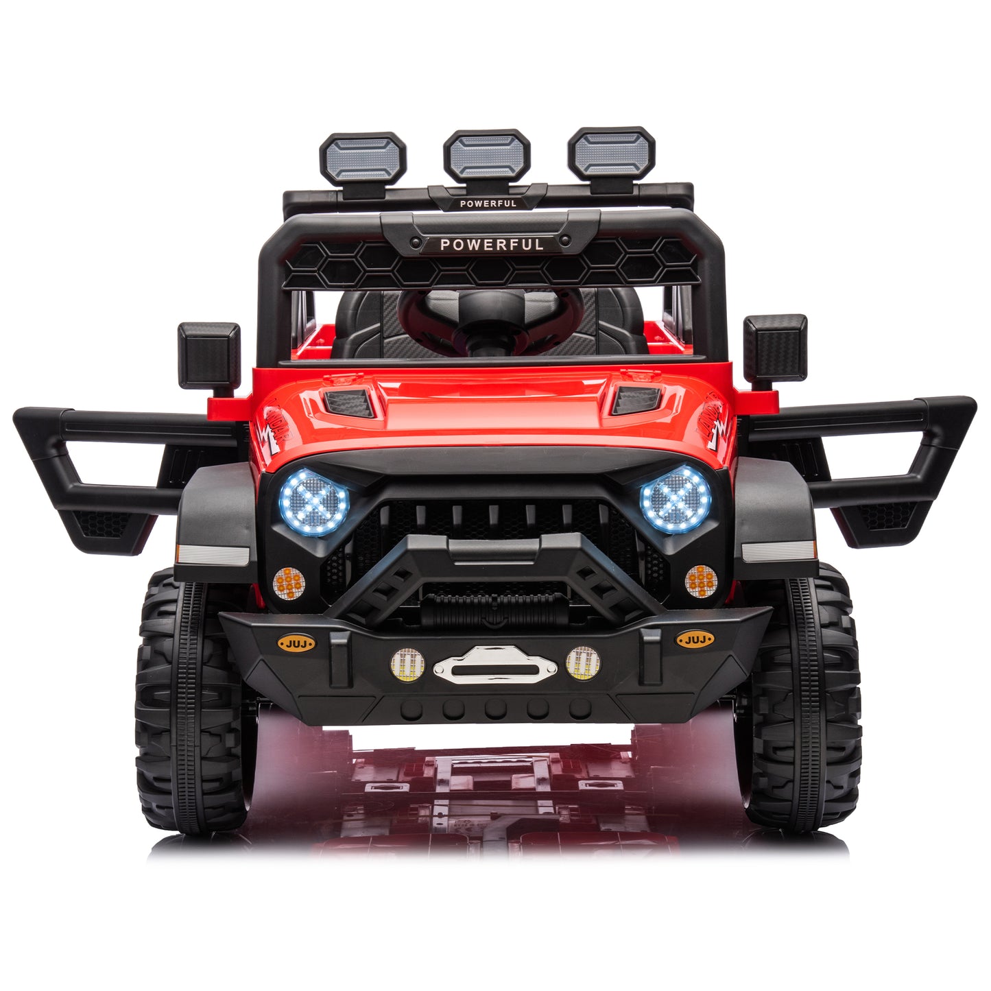 iRerts 24V Ride on PickUp Truck with Remote Control, 4WD Battery Powered Ride on Car with Bluetooth Music, USB/AUX Port, Rear Storage Box, LED Lights, Ride on Toys for Kids Boys Girls Gift, Red