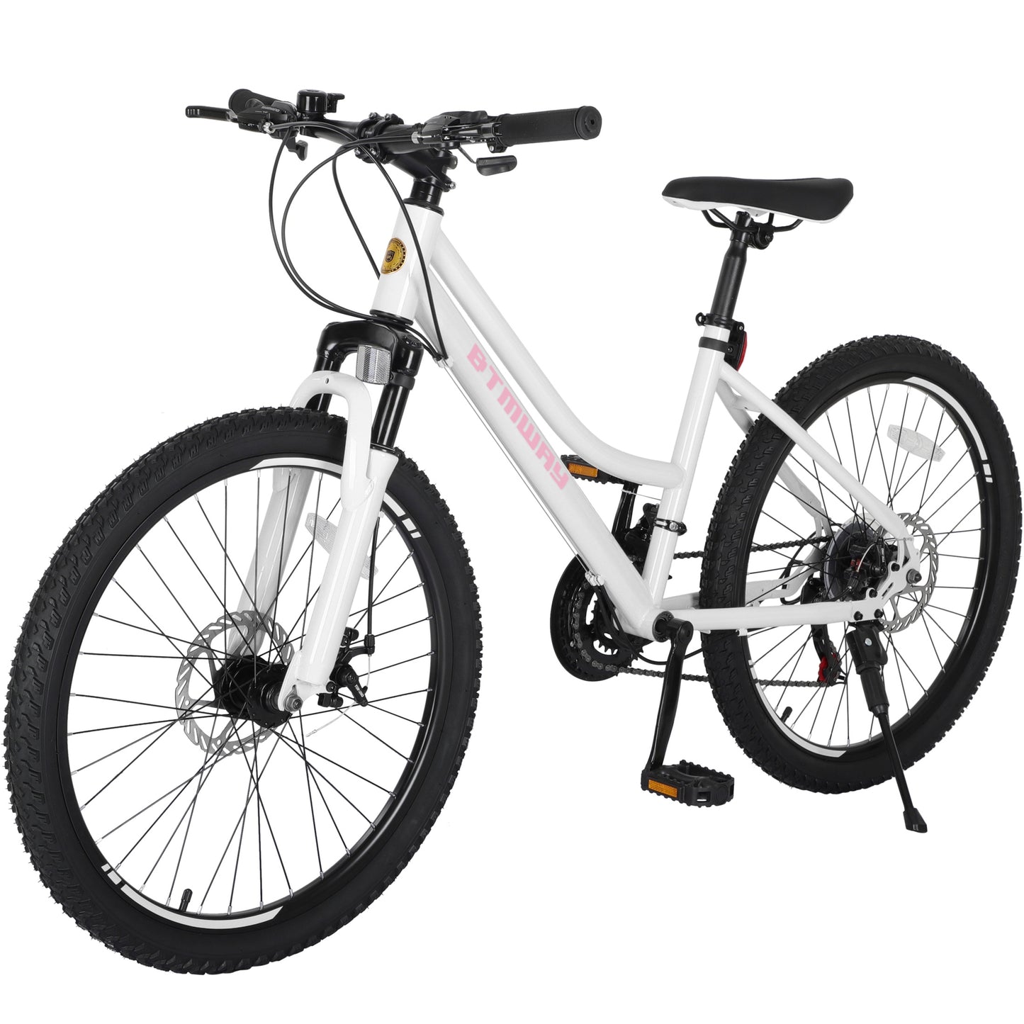iRerts Mountain Bike for Girls, 24 Inch 21 Speed Women Bike Outdoor Cycling Bike with Front Suspension Fork, Comfort Saddle, MTB City Commuter Bike for Women, Girls Bicycle Bike for Work School, White