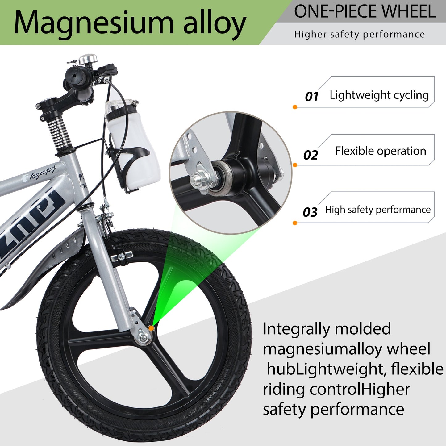 iRerts Kids Bike, 18 Inch Kids Bicycle for Boys Girls Ages 3-7, Toddlers Bike with Water Bottle Holder, Training Wheels with Night Glow, Adjustable Seat, Gray