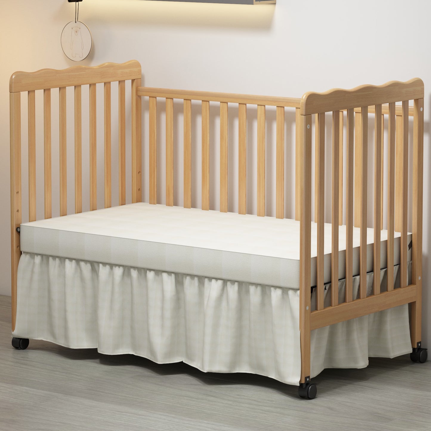 iRerts 3in1 Baby Convertible Crib with Locking Wheels and 4 Height Options