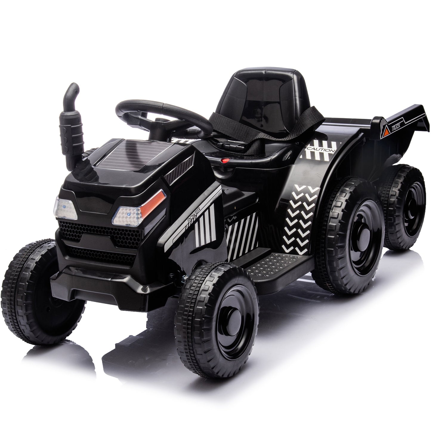 iRerts 12V Ride on Tractor, Powered Ride on Car for Kids Boys Girls Ages 3-6 Gifts, Kids Ride on Toys Electric Cars with Removable Storage Tug, Bluetooth ,Music, MP3/USB Ports, LED Light, Black