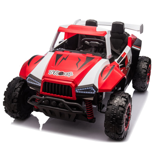 iRerts 24V Powered Ride on Cars, Ride on Toys for Big Kids Boys Girls Ages 3-8, Kids Car Electric Vehicles with Remote Control, Bluetooth, MP3/USB Ports, 4 Wheels Spring Suspension, White+Red