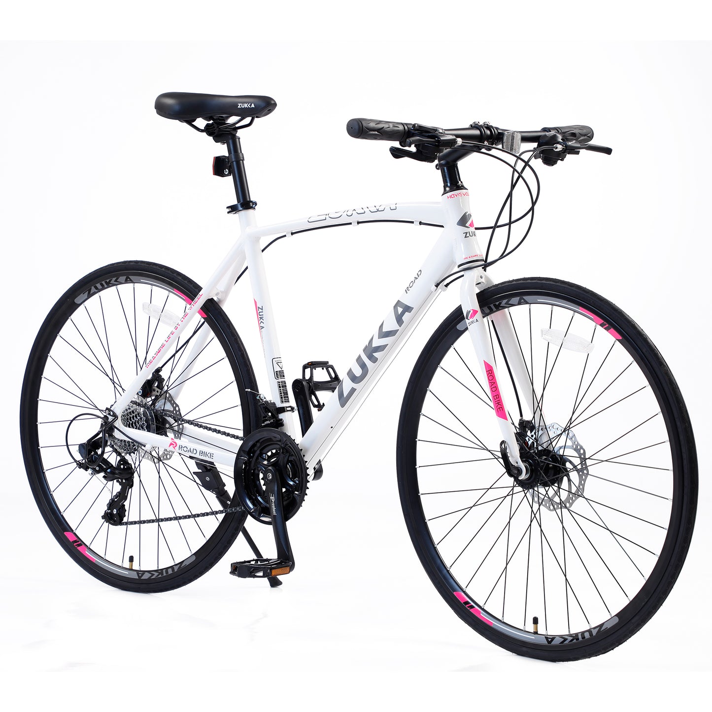 iRerts 24 Speed Hybrid Bike, 700C Road Bikes for Men Women, Adult City Bicycle Commuter Bike with Double Disc Brake and 3*8 Gears Shimano, Lightweight Adult Bike for School Commuting, White