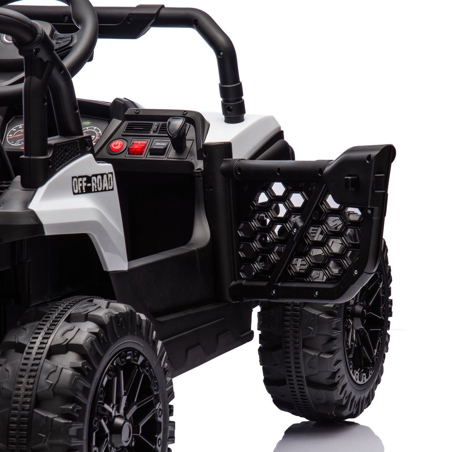iRerts 24V Kids Ride on Toy UTV, Ride on Cars with Remote Control, Bluetooth Music, 4 Wheel Suspension, Rear Storage Space, Electric Vehicles Cars for Kids Boys Girls Gifts 3-6 Year Old, White