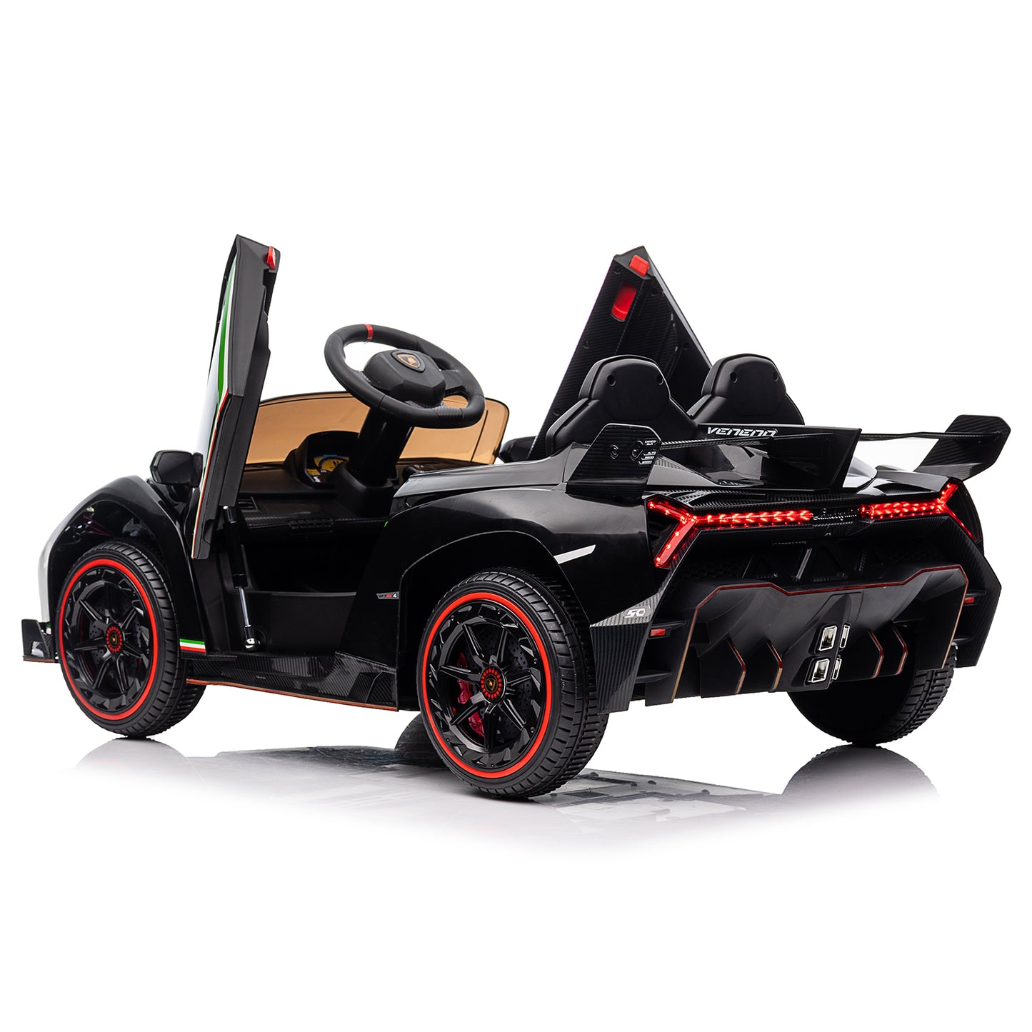 iRerts 12V Ride on Sports Cars with Remote Control, Lamborghini Poison Kids Ride on Vehicles Toys for Boys Girls 3-5 Years Old Gifts, Battery Powered Kids Electric Cars with Music, LED Light, Black