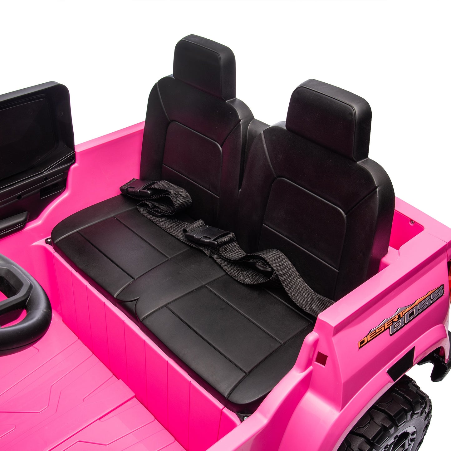 24V 2 Seater Ride on Truck, 4WD Powered Ride on Toy Car with Remote Control, Bluetooth, Music Player, 800W Motors, Back Box Storage, 3 Speeds, Kids Electric Vehicle for Boys Girls Gifts, Rose Red