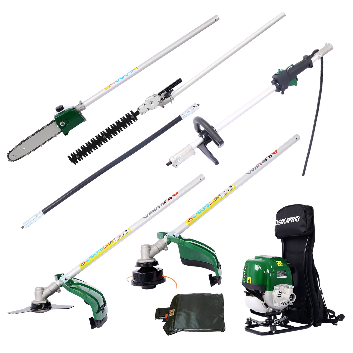 38CC 2-Cycle Gas Powered Weed Eater, iRerts Backpack 4 in 1 Multi-Functional String Trimmer with Gas Pole Saw, Hedge Trimmer, Grass Trimmer, Brush Cutter, Lawn Trimmer for Grass Garden Yard