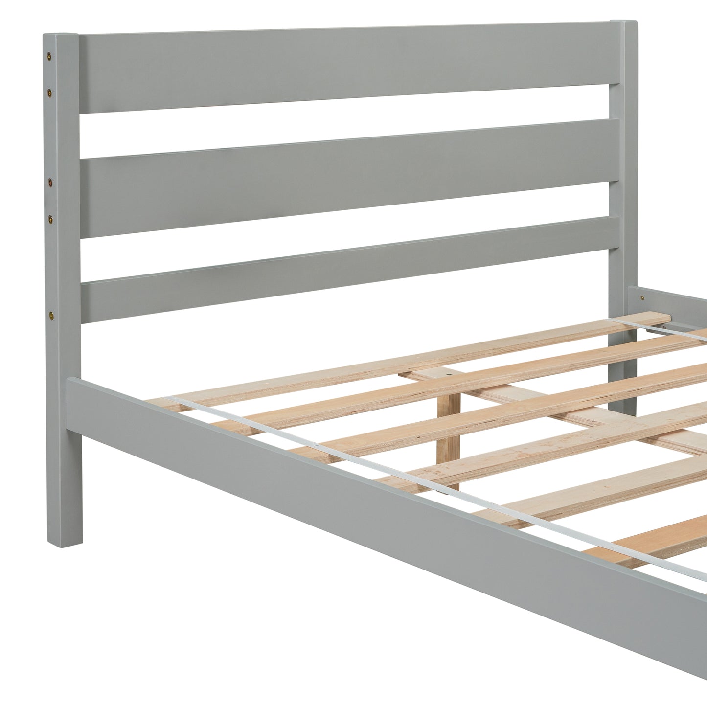 iRerts Wood Full Bed Frame, Gray Full Platform Bed Frame with Headboard and Footboard, Modern Full Bed Frame No Box Spring Needed for Adults Teens Kids, Full Size Bed Frame with Wood Slat Support