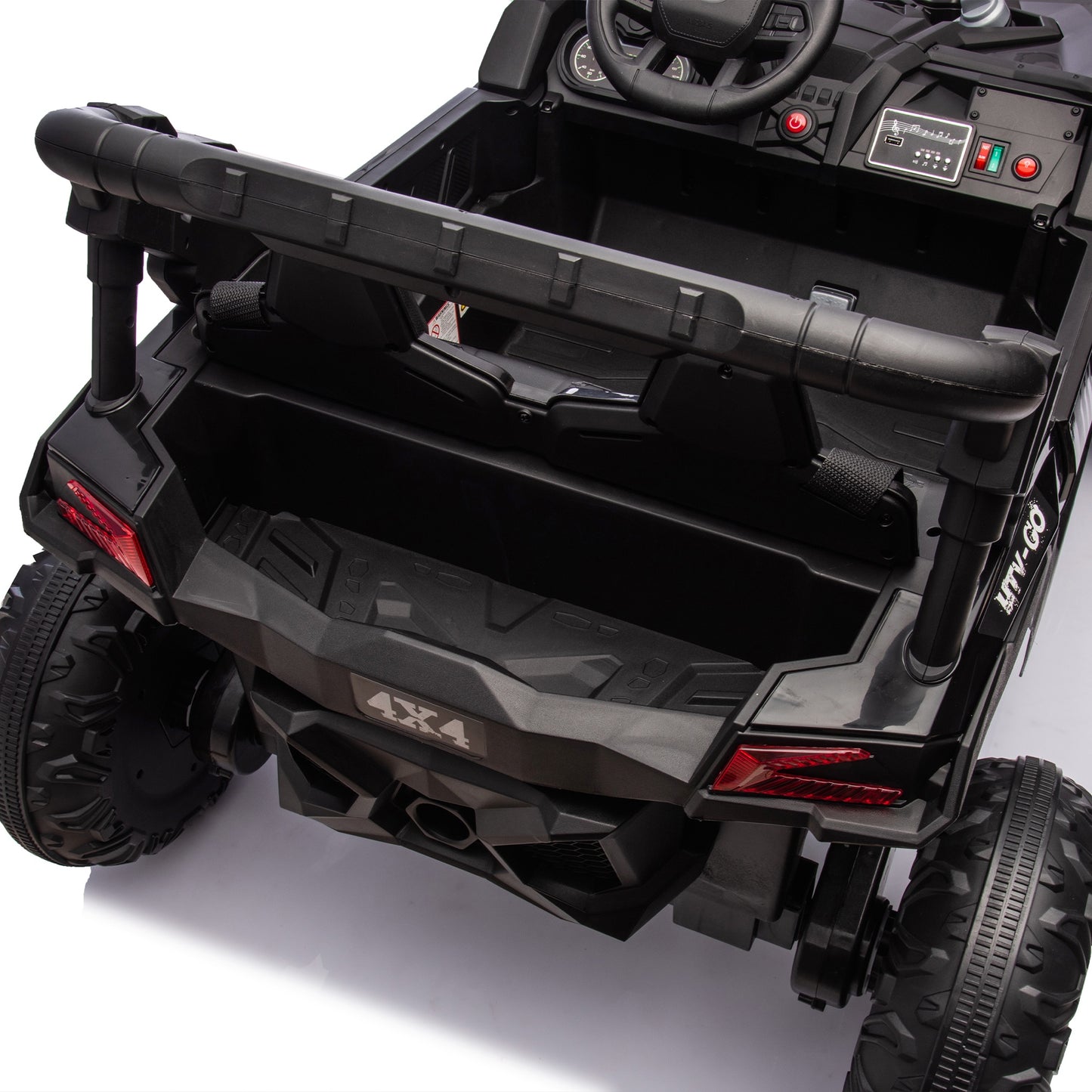 iRerts 2 Seater Ride on Car, 24V Powered Ride on Toys UTV with Remote Control, LED Lights, Bluetooth Music, 3 Speeds, Storage Space, Electric Vehicle for Kids Boys Girls Ages 3-8 Gifts, Black