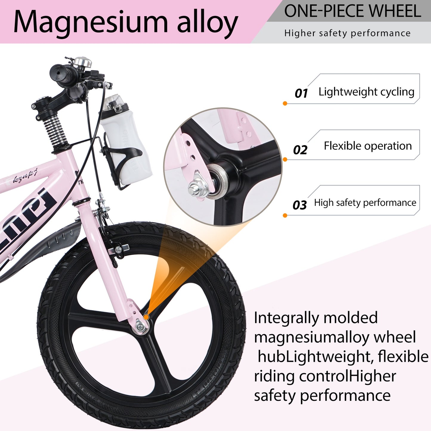 iRerts Kids Bike, 18 Inch Kids Bicycle for Boys Girls Ages 3-7, Toddlers Bike with Water Bottle Holder, Training Wheels with Night Glow, Adjustable Seat, Pink