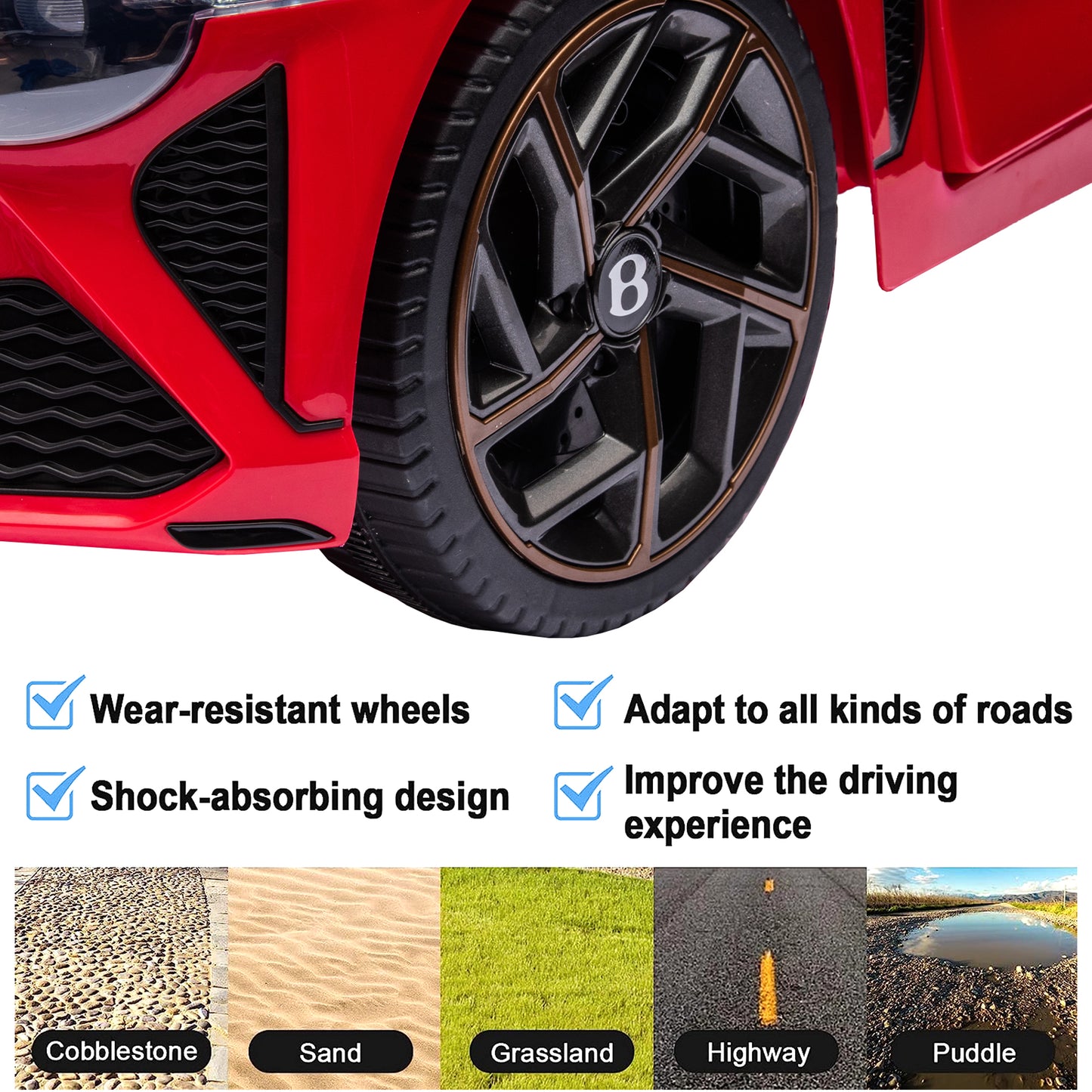 12V Ride On Car with Remote Control, Licensed Bentley Mulsanne Kids Electric Car with Bluetooth, Music, USB, MP3, LED Light, Battery Powered Electric Ride On Vehicle for Boy Girl Birthday Gift, Red