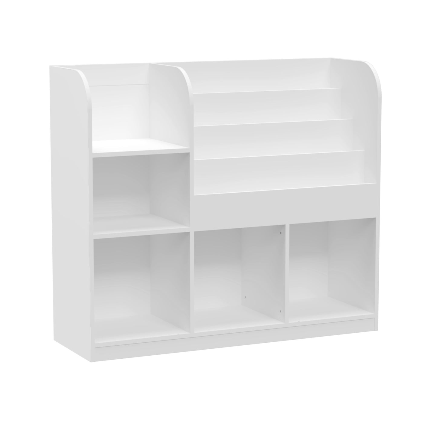 Kids Bookshelf and Toy Storage Organizer with 3 Drawers, Wooden Cube Bookcase for Children Toddlers with 4 Tier Book Display Shelf, for Kids Baby Room, Bedroom, Living Room, White
