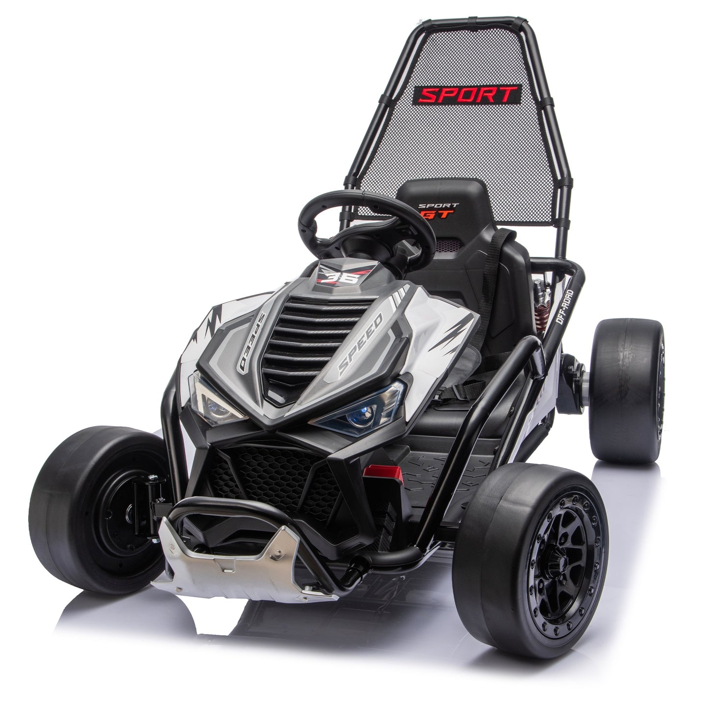 24V Powered Ride on Toys, iRerts Electric Go Kart with Drift Mode, Bluetooth Music, EVA Front Tires, Rear Wheel Suspension, Max Speed 7.5 MPH, Crazy Go Cart Electric Car for Kids 6-12 Ages, Black