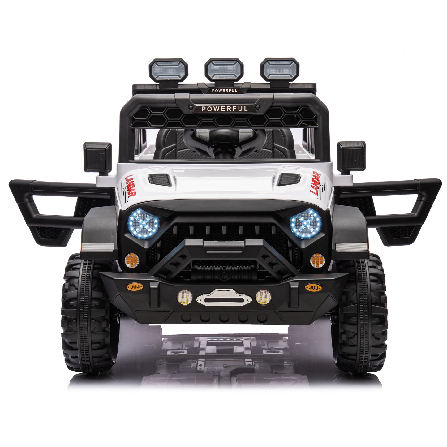 iRerts 24V Ride on PickUp Truck with Remote Control, 4WD Battery Powered Ride on Car with Bluetooth Music, USB/AUX Port, Rear Storage Box, LED Lights, Ride on Toys for Kids Boys Girls Gift, White