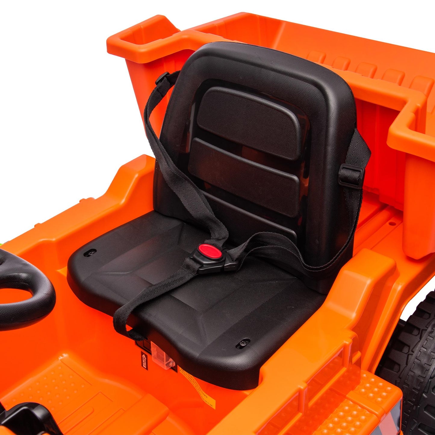 iRerts Ride on Dump Truck for Boys, 12V Ride on Car with Remote Control, 4 Wheel Construction Vehicles with Electric Dump Bed and Shovel, Powered Ride on Toys with Bluetooth, Music, USB Port, Orange