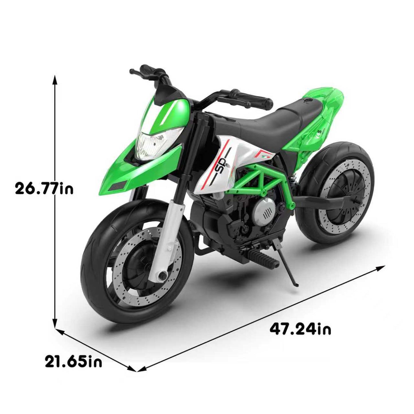 iRerts 24V Electric Dirt Bike for Kids, 200W Kids Electric Bike for Boys Girls Ages 6+, Kids Ride on Motorcycle with EVA Wheels, Suspension System, Safe Speed 4.35-9 MPH, Bluetooth Music, Green