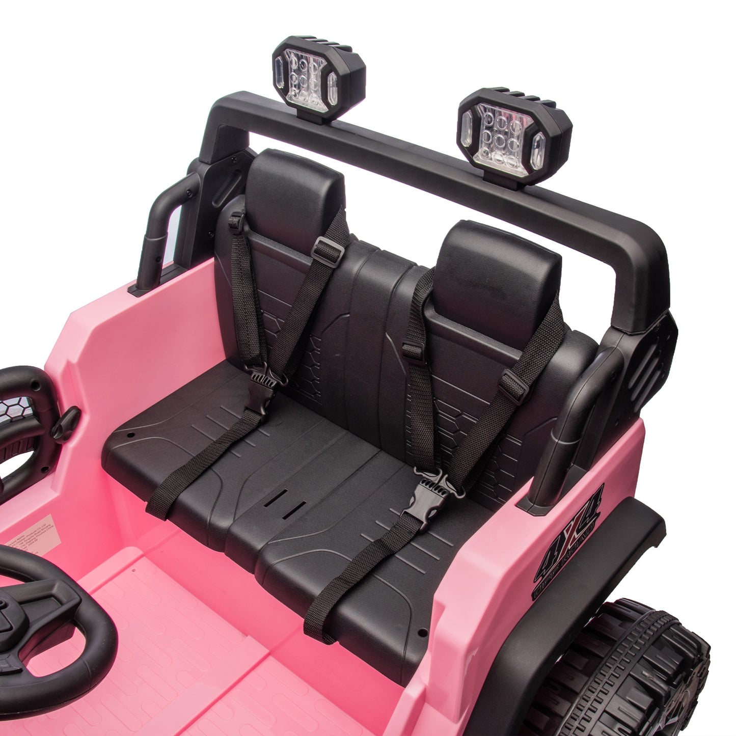 iRerts Ride on Toys for Kids 4-8, 24V 2 Seater Ride on Car with Remote Control, Powered Ride on Truck for Boys Girls Gifts, Kids Electric Vehicles with Bluetooth, USB/MP3, Light/Searchlight, Pink