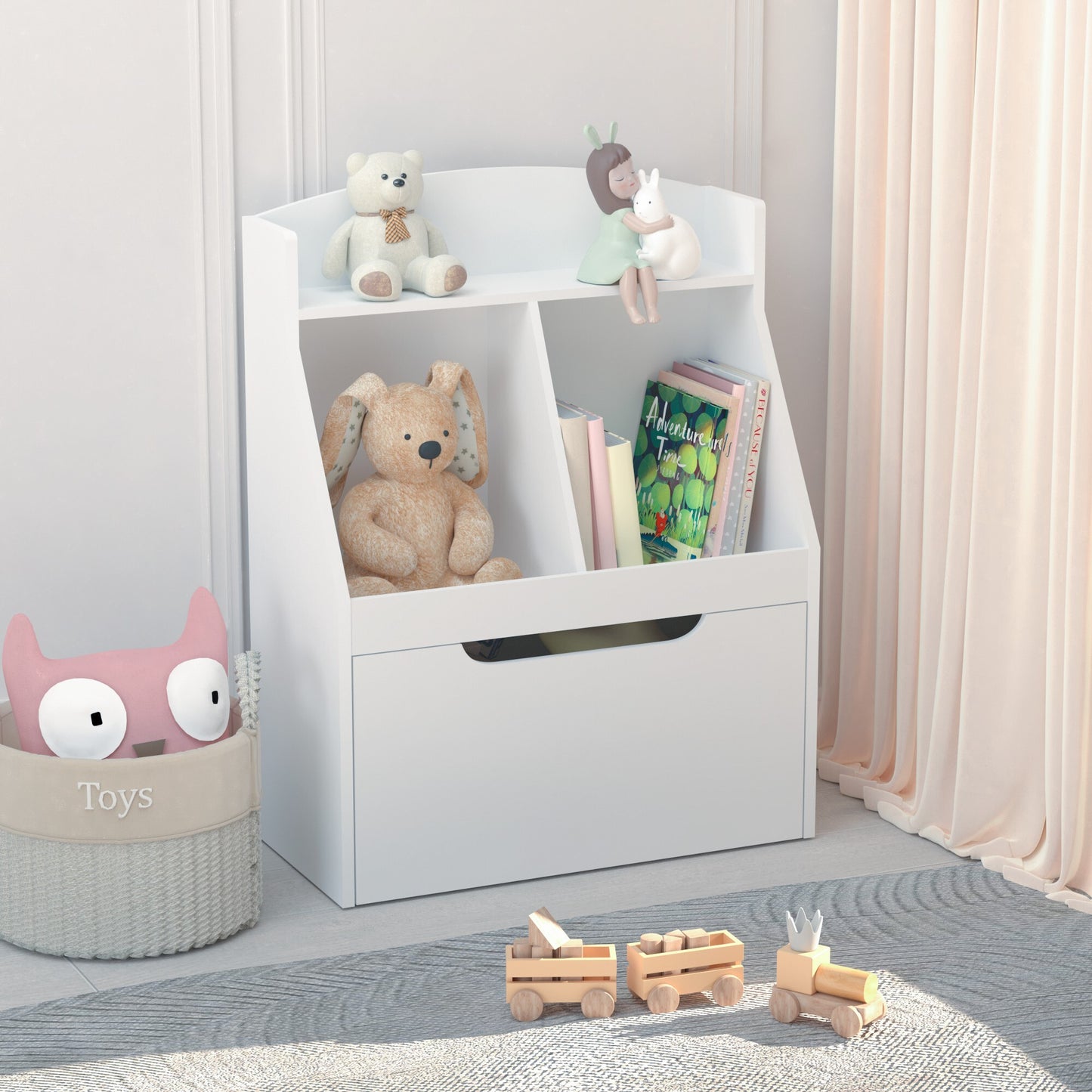 iRerts Kids Toy Storage Organizer, Wooden Cube Bookcase and Book Shelf with Storage for Bedroom, Living Room, White