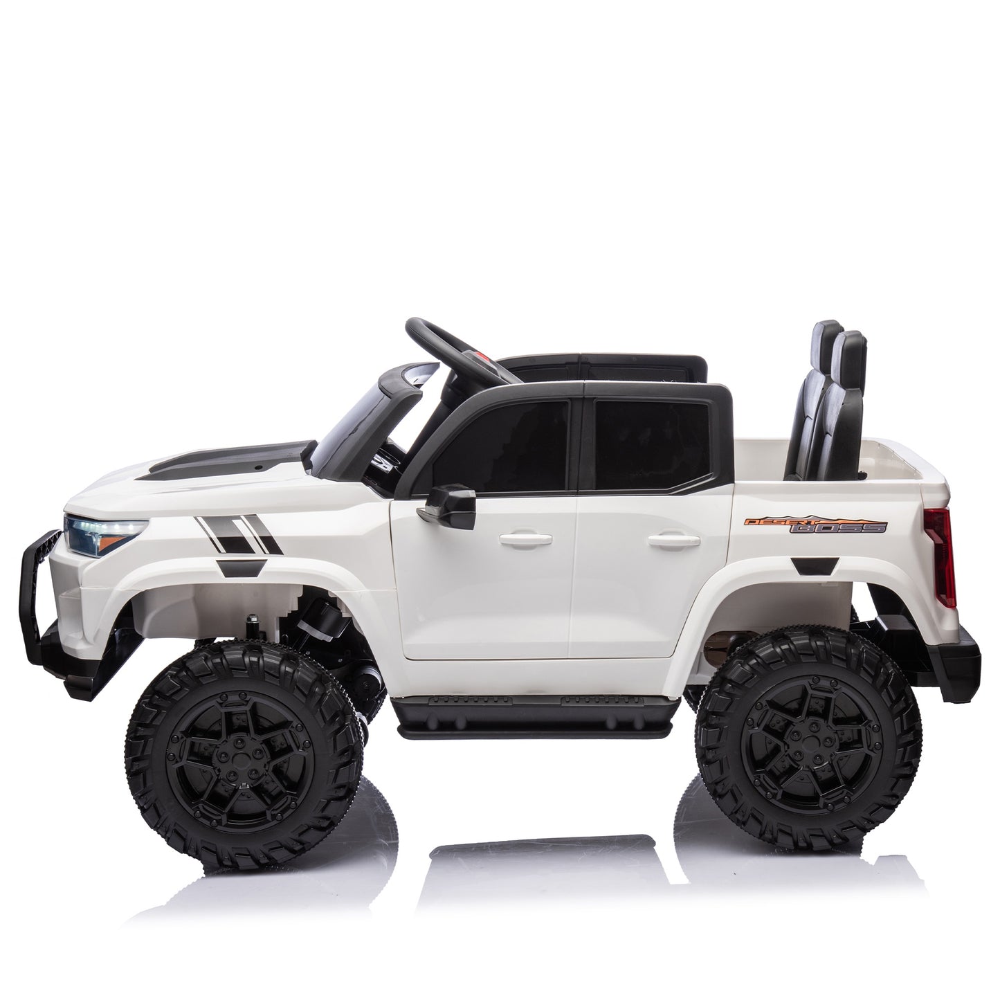 24V 2 Seater Ride on Truck, 4WD Powered Ride on Toy Car with Remote Control, Bluetooth, Music Player, 800W Motors, Back Box Storage, 3 Speeds, Kids Electric Vehicle for Boys Girls Gifts, White