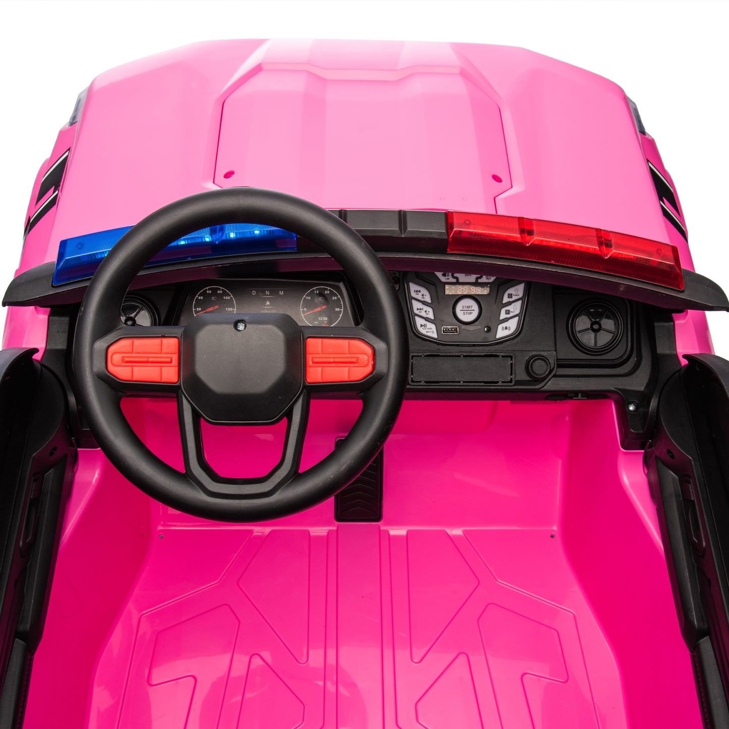 24V 2 Seater Ride on Police Car, 4WD Powered Ride on Toy Truck with Remote Control, Bluetooth, Music Player, 800W Motors, Back Box Storage, 3 Speeds, Kids Electric Vehicle for Boy Girl Gifts, Rose Red