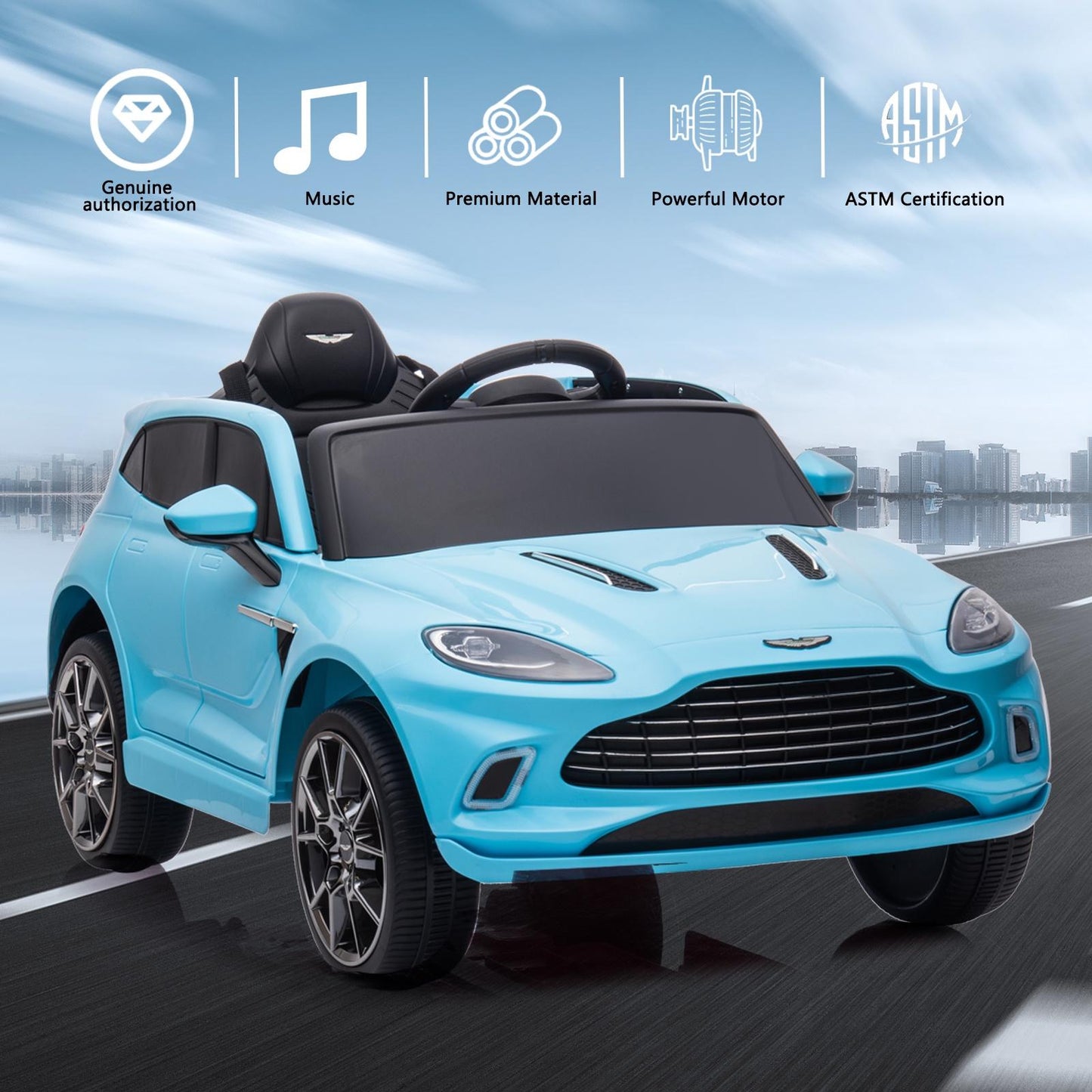 12V Ride on Car for Girls and Boys?Licensed Aston Martin Electric Vehicle, MP3, Bluetooth, Ride On Toy for 3-5 Years Old